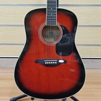 SX Essex Custom Guitars DG1VS Acoustic Guitar Red Sunburst with Carry Bag