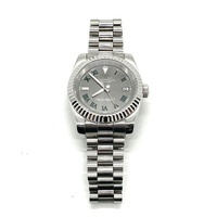 Seiko NH35A Mod Automatic Watch Datejust Style Grey Roman Dial Custom