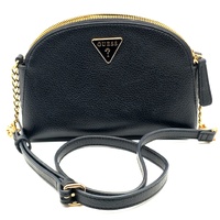 Guess Noelle Double Zip Camera Crossbody Bag Black Gold Hardware