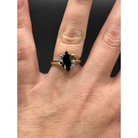 Ladies 18ct Yellow Gold Blue Sapphire & Diamond Ring
