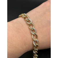 Ladies 9ct Yellow Gold Pavé Link Bracelet