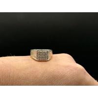 Mens 14ct Yellow Gold Diamond Ring