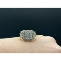 Mens 9ct Yellow Gold Diamond Cluster Ring