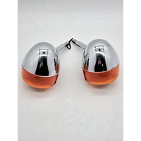 Harley-Davidson Front Rear Turn Signals Amber Chrome USA Made 4pc