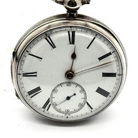 JW 1888 London Antique Pocket Watch Sterling Silver Key Wind White Dial