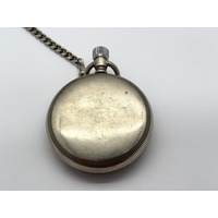 Rotara Antique Silver Mechanical Pocket Watch Vintage Watch with Chain
