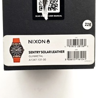 Nixon Sentry Solar 40mm Gunmetal Brown Leather Watch A1347-131-00