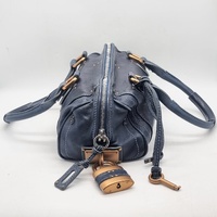 Chloe Paddington Navy Blue Leather Shoulder Bag Gold Hardware Padlock + COA