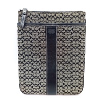 COACH Signature Canvas Leather Swingpack Crossbody Bag Black Grey Small + COA