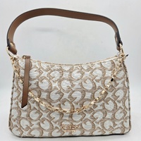 Guess Newport Cream Multi Shoulder Bag Handbag Logo Print MG143804