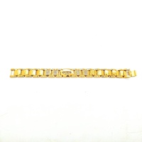 GUESS Frontier Mens Gold Plated Stainless Steel Crystal Flat Chain Bracelet 19cm