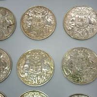 Lot 20 x 1966 Australian 50 Cent Coins 80% Silver Round Decimal Coins