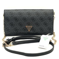 GUESS Noelle Flap Organiser Bag Coal Black Logo Crossbody Wallet Handbag