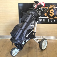 TaylorMade Golf Bag & 3 Wheel Buggy Trolley with 14pc Mixed Club Set