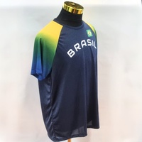 Braziline Brasil Soccer Shirt Mens Large Navy Blue Green Yellow Jersey