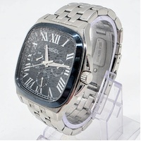 Chisel Mens Quartz Watch Stainless Steel Roman Numeral Black Dial 5829298