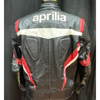 Aprilia Racing Italia Men's Leather Motorcycle Riding Jacket Black Red XL
