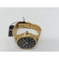 Nixon Sentry Solar Stainless Steel All Gold Black A1346-510-00 Mens Watch