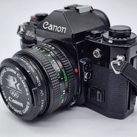 Canon Vintage A-1 35mm SLR Film Camera FD 50mm f/1.8 Lens 1984 Olympic Games Cap
