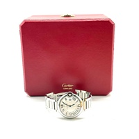 Cartier Ballon Bleu 36mm 3005 Stainless Steel Silver Watch with Links and Box