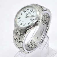 Citizen Eco-Drive E111 White Dial Silver Steel Mens Watch Date WR100