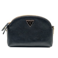 Guess Noelle Double Zip Camera Crossbody Bag Black Gold Hardware