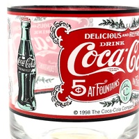 Vintage 1998 Coca-Cola 5c Fountains Bottles Drinking Glass Collectible