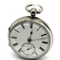 JW 1888 London Antique Pocket Watch Sterling Silver Key Wind White Dial