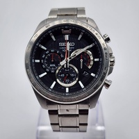 Seiko SSB299P1 Mens Chronograph Watch Black Dial Quartz Tachymeter