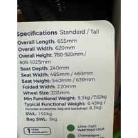 Aspire Vogue Light Seat Walker Rollator Lime 150kg Aluminium WAF705315GR