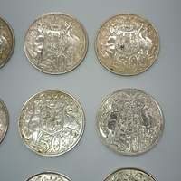 Lot 20 x 1966 Australian 50 Cent Coins 80% Silver Round Decimal Coins
