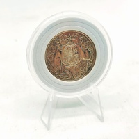 1966 Australian 50 Cent Round Silver Coin 80% Silver in Clear Protective Capsule