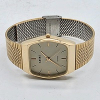 Reble Womens Quartz Watch Gold Square Case Stainless Steel Mesh RM7514