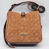 Coach Hadley Mini Crossbody Bag Signature Suede Leather CCE16 Caramel Brown