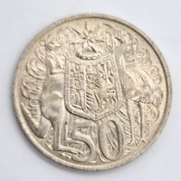 1966 Australia Round 50 Cent Coin Royal Australian Mint 80% Silver