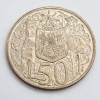 1966 Australia Round 50 Cent Coin Royal Australian Mint 80% Silver