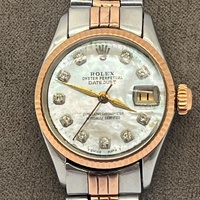 Vintage Rolex Datejust Lady 6517 26mm 18K Rose Gold Automatic MOP Diamond Dial