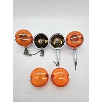 Harley-Davidson Front Rear Turn Signals Amber Chrome USA Made 4pc