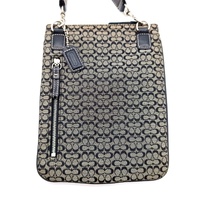 COACH Signature Canvas Leather Swingpack Crossbody Bag Black Grey Small + COA