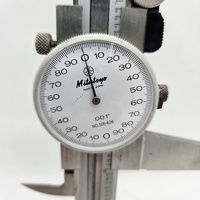 Mitutoyo 505-628 Dial Caliper 0-12 in 0-100mm Dial Wooden Case Manual
