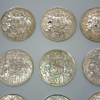 Lot 20 x 1966 Australian 50 Cent Coins 80% Silver Round Decimal Coins