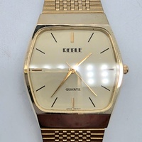Reble Womens Quartz Watch Gold Square Case Stainless Steel Mesh RM7514