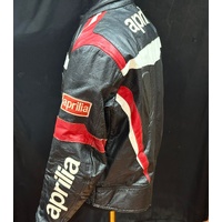 Aprilia Racing Italia Men's Leather Motorcycle Riding Jacket Black Red XL