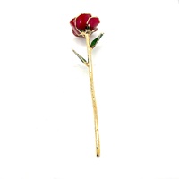 The Eternity Rose Red Glazed 24K Gold Trimmed Natural Rose Gift with Display Box