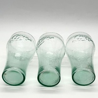 Coca-Cola Set of 3 Vintage Pebble Green Drinking Glasses 450ml Tumblers