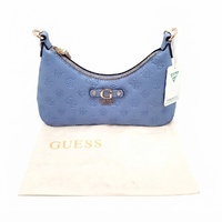 GUESS Dita Logo Shoulder Bag Handbag Blue Periwinkle Chain PU New with Tag