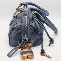 Chloe Paddington Navy Blue Leather Shoulder Bag Gold Hardware Padlock + COA