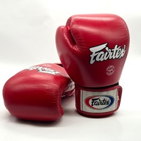 Fairtex BGV1 16oz Tight Fit Boxing Gloves Red Genuine Leather Thailand