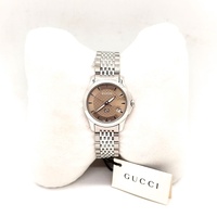 Gucci G-Timeless 126.5 26mm Ladies Watch YA1265007 Brown Dial Steel Bracelet