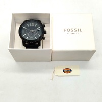 Fossil Gage BQ1711 Chronograph Black Watch 50mm Leather Band Quartz
